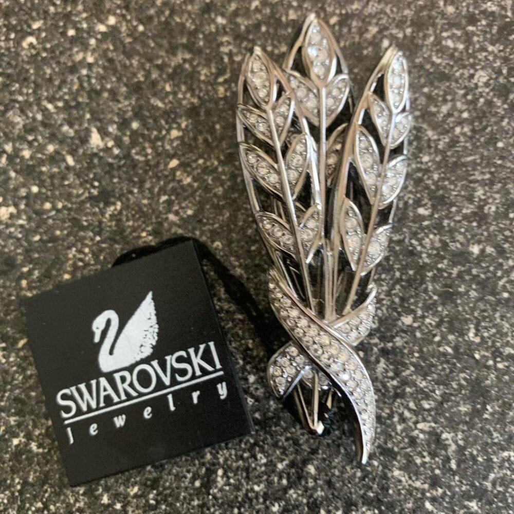 NWT Vintage Swarovski crystal wheat sheaf brooch